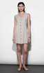 Zora Canvas Stripe Buttton Drown Mini Dress - Ivory/Black