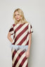 Striped Feather-Trimmed Top - Brown Multi
