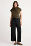 Kenny Asymmetric-Neck Tee - Green	Umber
