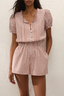 Emilie Playsuit - Paloma Check Cinnamon White