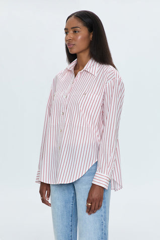 Samantha Relaxed Shirt - Ruby Stripe