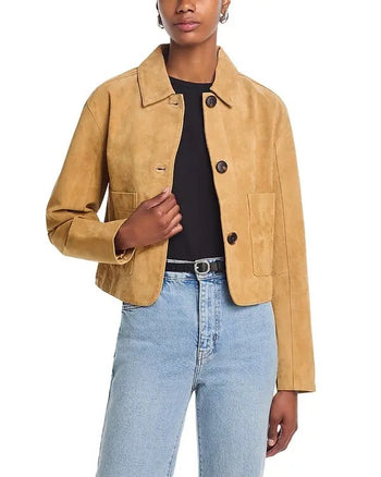 Suede Waist Jacket - Camel