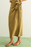 Raw Hem Wrap Skirt - Brown