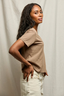 Beckett- Crispy Cotton v/u Neck Tee - Mocha