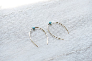 Double-stem Turquoise 14K Gold Threader Earrings
