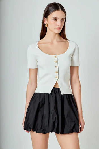 Shell Button Knit Top
