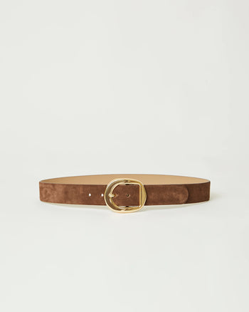 The Greyson Suede Belt - Choc/Gold