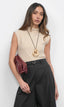 Paloma Funnel Neck Knit Top - Sand