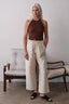 The Silk Taffeta Cargo Pant - Creme Dot