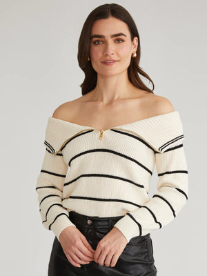 Sierra Off Shoulder Striped Sweater