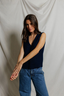 Peggy Cotton Sweater Tank Top - Navy