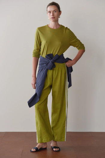 The Linen Crop Racer Stripe Pant