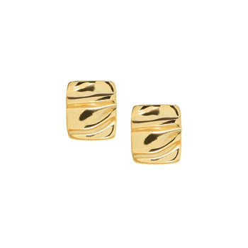 Gold Textured Rectangle Waterproof Earring