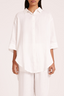 Lounge Linen Longline Shirt - White