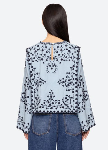 Frances L/Slv Emb Top