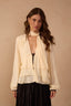 Layered Hem Scarf Crepe Blouse - Off White