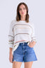 Eva Crewneck Sweater - Light Tumeric Stripe