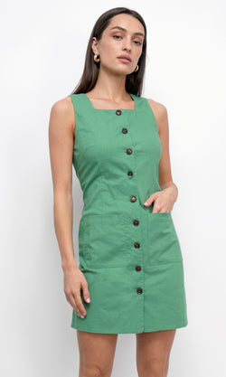 Siliani Button Front Cotton Mini Dress