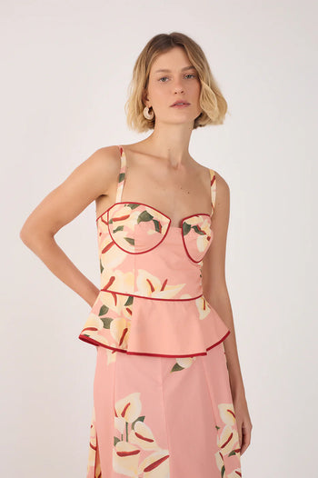 Anthurium Print Bustier Top