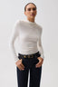 Nathalia Long Sleeve Draped Mock Neck - Soft White