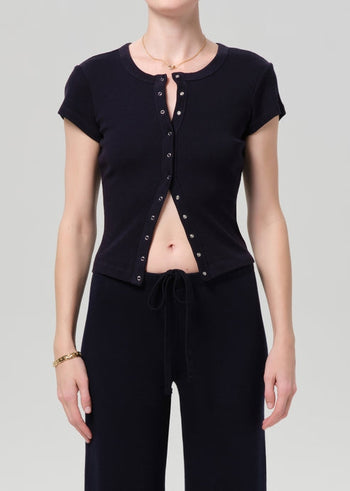 Tabi Short Sleeve Cardigan - Navy