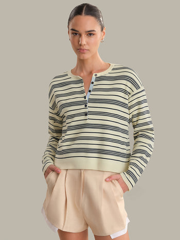 Vivienne Stripe Henley - Lemon Combo