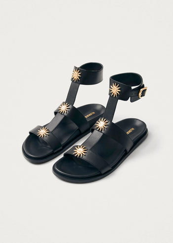 Clarisa Black Leather Sandals