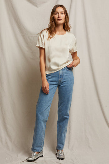 Delphine - Satin Crew Neck Tee