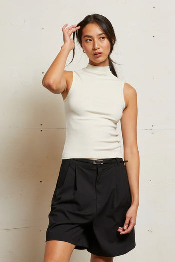 Mel - Luxe Rib Sleeveless Mockneck