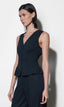 Lacey Pintuck Sleeveless Top - Navy