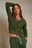 Zuri - Reverse Fleece V-Neck Sweatshirt - Fern Green