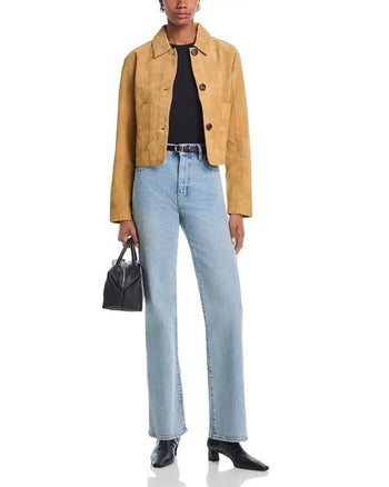 Suede Waist Jacket - Camel