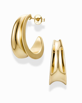 Grande Valen Tapered Hoops - Gold Plate