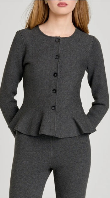 Brooklyn Peplum Cardigan - Charcoal