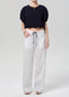 Brynn Drawstring Trouser - Black Pinstripe