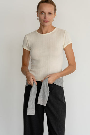 Pointelle Baby Tee - Cream