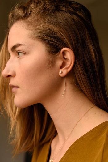 Single-Stem Pearl 14K Gold Threader Earrings