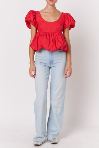 Bubble Hem Top - Red