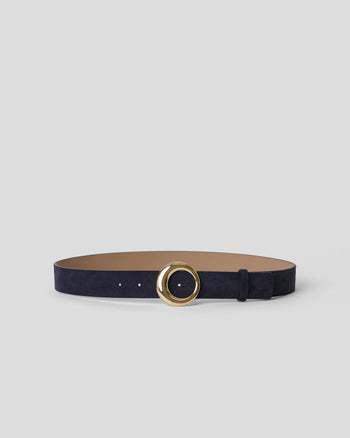 David Suede Belt - Dk. Navy Gold