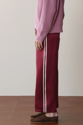 Silk Stripe Crop Pant - Oxblood
