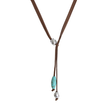 Brown Turquoise Suede Necklace