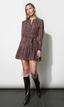 London Belted Ruffle Hem Mini Dress - Chocolate