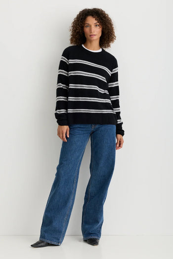 Sloane Cashmere Pullover - Heather Ash Stripe