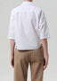 Frances Cropped Cape Button Up - White