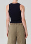 Inez Waffle Tank - Navy