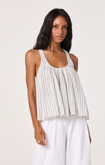 Aggie Top - White Blue Stripe