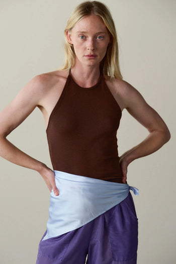 Baby Rib Halter Top - Walnut