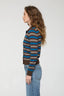 Lyvia L/S Merino Polo Cardigan - Tealwood Stripe