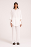 Lounge Linen Longline Shirt - White