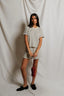 Eve Loop Terry Short Sleeve Shirt - Natural/Chocolate Stripe